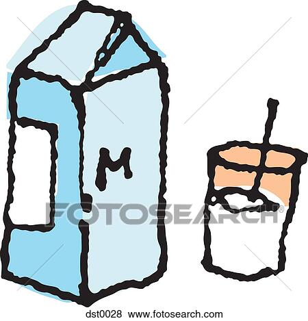 Stock Illustration - A carton and glass of milk. Fotosearch