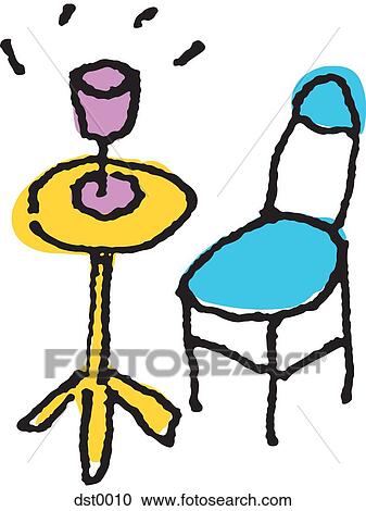 A chair and table with a glass on it View Large Illustration Clipart - A chair and table with a glass on it. Fotosearch
