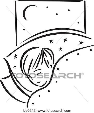Drawing - A child sleeping in bed. Fotosearch