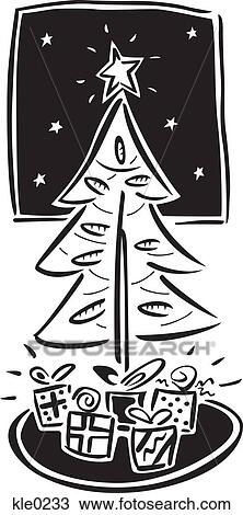 A Christmas tree with presents underneath View Large Illustration Drawing - A Christmas tree with presents underneath. Fotosearch