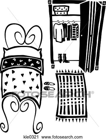 A clean bedroom View Large Illustration Clip Art - A clean bedroom. Fotosearch