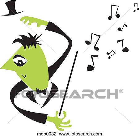 A conductor and music notes View Large Illustration Drawing - A conductor and music notes. Fotosearch