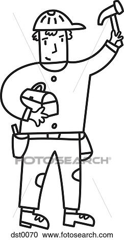 Clipart - A construction worker. Fotosearch