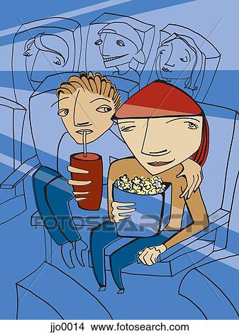 A couple at the movies View Large Illustration Stock Illustration - A couple at the movies. Fotosearch