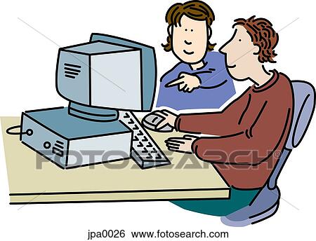 Stock Illustration - A couple looking at a computer. Fotosearch