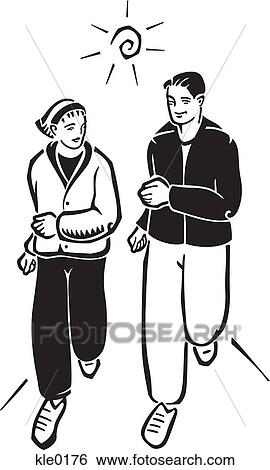Stock Illustration - A couple running together. Fotosearch