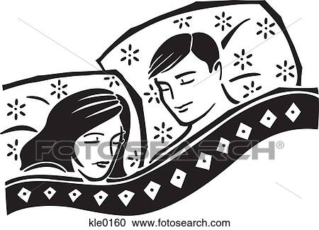 Clipart - A couple sleeping in bed. Fotosearch