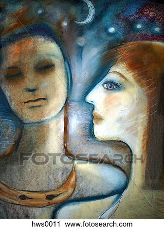 Clip Art - A couple under the moonlight. Fotosearch