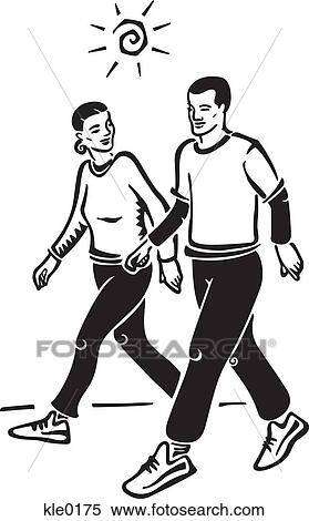 Stock Illustration - A couple walking together. Fotosearch