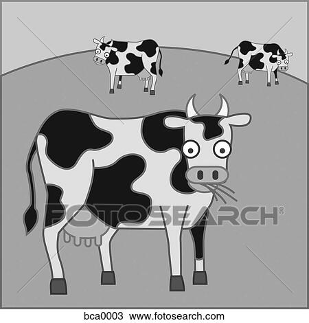 Drawing - A cow farm. Fotosearch