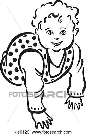 Drawing - A crawling toddler. Fotosearch