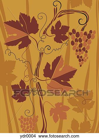 Stock Illustration - A decorative illustration of grape vines. Fotosearch