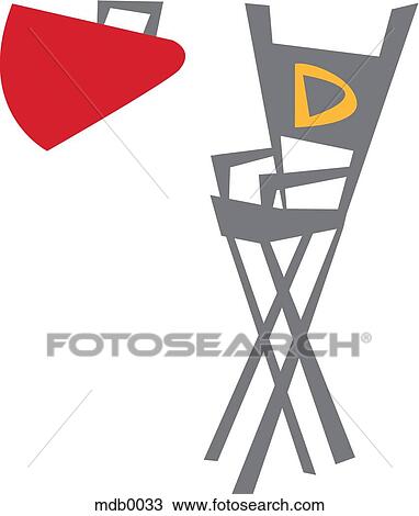 A directors chair and a megaphone View Large Illustration Drawing - A directors chair and a megaphone. Fotosearch