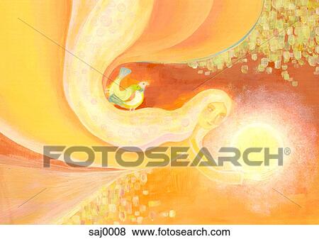 Stock Illustration - A fairy holding the sun. Fotosearch