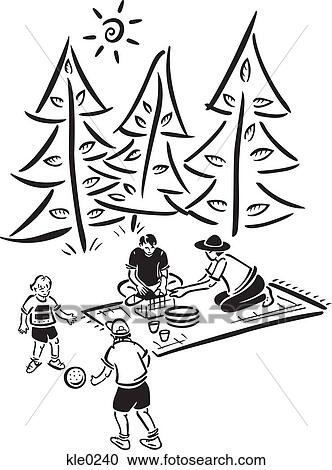 Clipart - A family having a picnic outdoors. Fotosearch