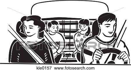 Stock Illustration - A family in a car. Fotosearch