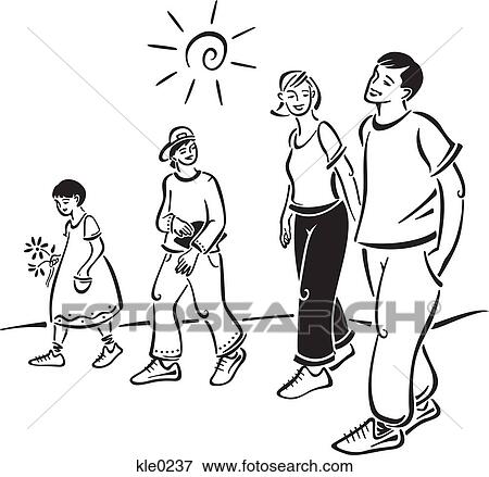 Stock Illustration - A family taking a walk together. Fotosearch