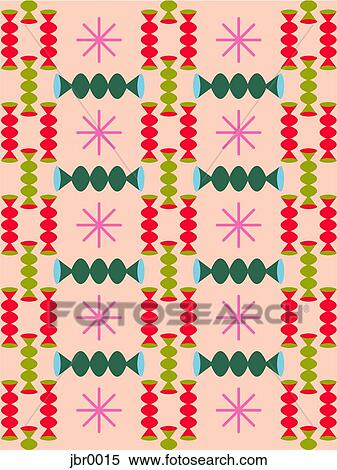 A festive retro stars and geometric shapes pattern View Large Illustration Stock Illustration - A festive retro stars and geometric shapes pattern. Fotosearch