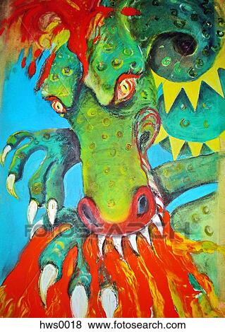 Stock Illustration - A fire breathing dragon. Fotosearch