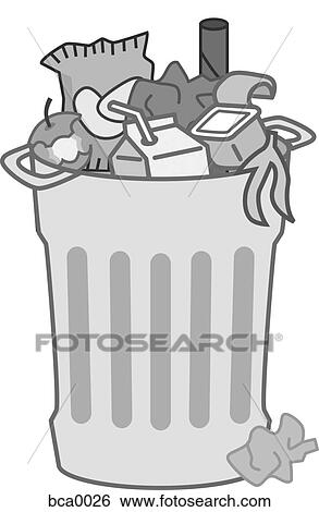 A garbage can full of trash View Large Illustration Stock Illustration - A garbage can full of trash. Fotosearch