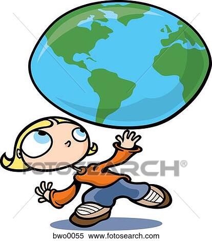 Stock Illustration - A girl balancing the world. Fotosearch