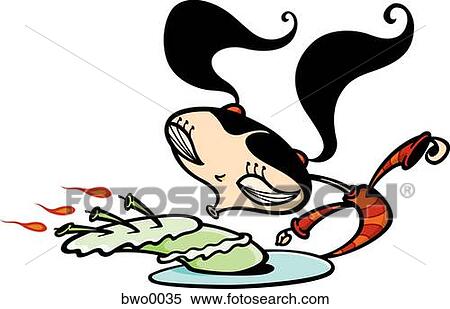 Stock Illustration - A girl blowing out candles on a birthday cake. Fotosearch