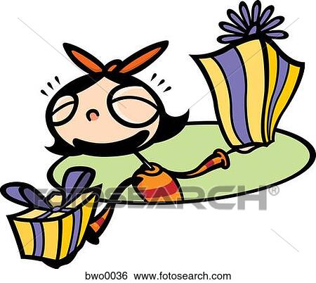 A girl holding two gifts View Large Illustration Stock Illustration - A girl holding two gifts. Fotosearch