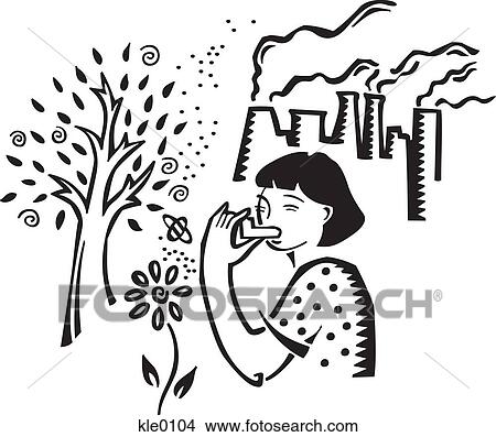 Stock Illustration - A girl using an inhaler and asthma stimulants. Fotosearch