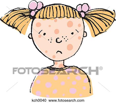 Clipart - A girl with allergic skin rash. Fotosearch