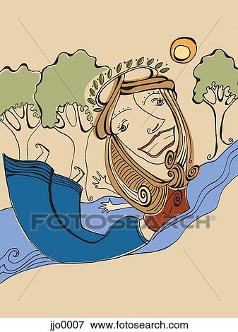 A happy woman flying over a river and trees View Large Illustration Stock Illustration - A happy woman flying over a river and trees. Fotosearch
