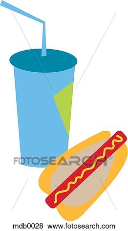 Stock Illustration - A hot dog and a soft drink. Fotosearch