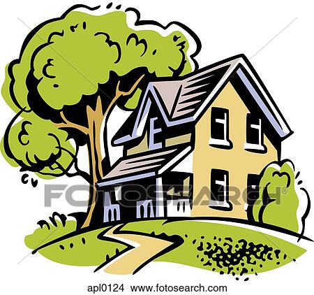 A house and a tree View Large Illustration Stock Illustration - A house and a tree. Fotosearch