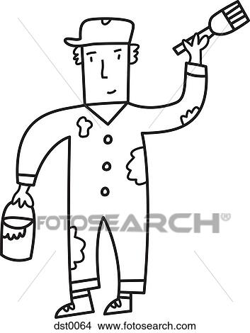 Stock Illustration - A house painter. Fotosearch