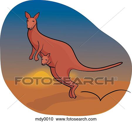 A kangaroo and her joey View Large Illustration Clipart - A kangaroo and her joey. Fotosearch