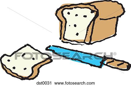 Clip Art - A knife cutting a loaf of bread. Fotosearch