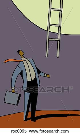 A ladder offering a way out for a businessman View Large Illustration Stock Illustration - A ladder offering a way out for a businessman. Fotosearch