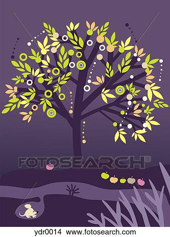 A large tree providing fruit and shelter View Large Illustration Stock Illustration - A large tree providing fruit and shelter. Fotosearch