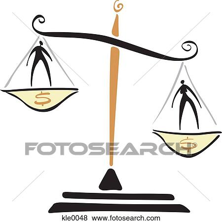 Stock Illustration - A man and woman on a money scale. Fotosearch
