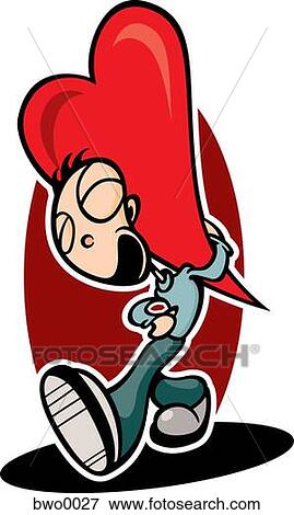 Stock Illustration - A man carrying a big heart. Fotosearch