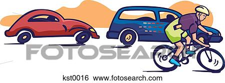 A man cycling past cars View Large Illustration Stock Illustration - A man cycling past cars. Fotosearch