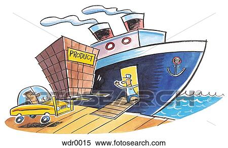 A man delivering a large box for shipment on a ship View Large Illustration Stock Illustration - A man delivering a large box for shipment on a ship. Fotosearch