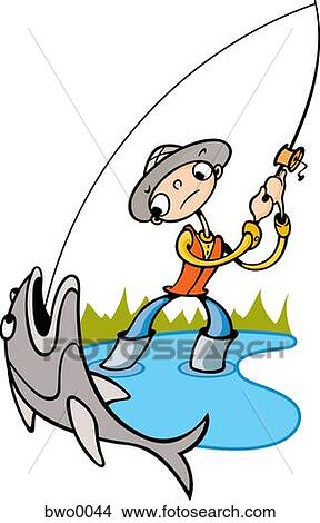 Stock Illustration - A man fishing. Fotosearch