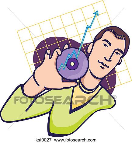 A man holding a CD and a graph showing growth View Large Illustration Stock Illustration - A man holding a CD and a graph showing growth. Fotosearch