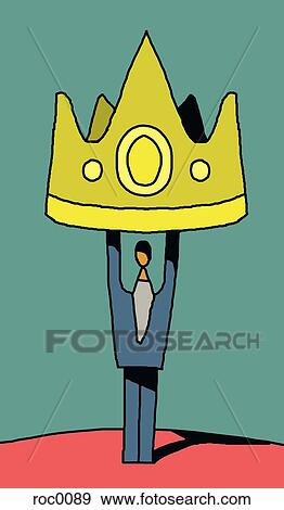 A man holding up a large gold crown above his head View Large Illustration Stock Illustration - A man holding up a large gold crown above his head. Fotosearch