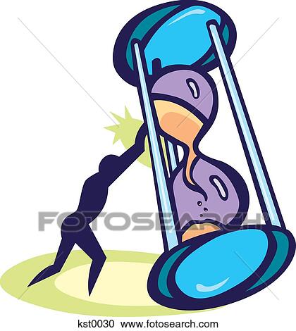 Clipart - A man holding up an hour glass. Fotosearch