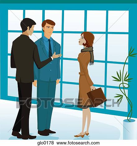A man introducing a businessman to a businesswoman View Large Illustration Stock Illustration - A man introducing a businessman to a businesswoman. Fotosearch