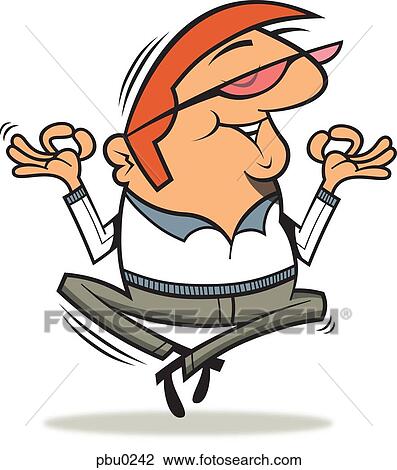 A man levitating in the lotus position and meditating View Large Illustration Drawing - A man levitating in the lotus position and meditating. Fotosearch