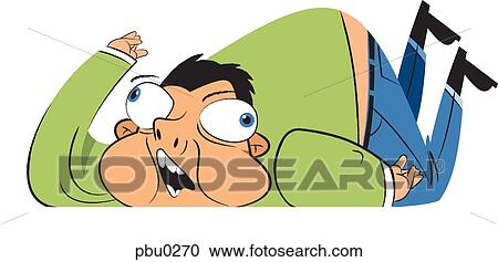 A man lying on his stomach with bulging eyes View Large Illustration Clipart - A man lying on his stomach with bulging eyes. Fotosearch