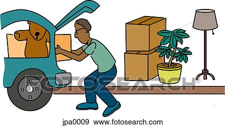 A man packing boxes into his car for moving View Large Illustration Stock Illustration - A man packing boxes into his car for moving. Fotosearch