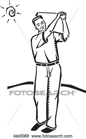 Stock Illustration - A man playing golf. Fotosearch